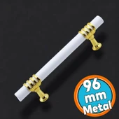 Metal Kulp Mobilya Mutfak Dolabı Çekmece Dolap Kulpları Kapak Kulpu Kulbu Beyaz Altın 96 mm thumbnail 1