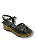 C-Shoes KA02-25 Deri Anatomik Yanları Açık Dolgu Topuk Kadın Sandalet - 4