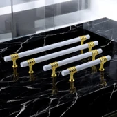 Metal Kulp Mobilya Mutfak Dolabı Çekmece Dolap Kulpları Kapak Kulpu Kulbu Beyaz Altın 96 mm thumbnail 5