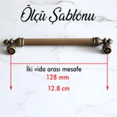 Metal  Metal Mobilya Mutfak Çekmece Dolap Dolabı Kulpu Kulbu Kulpları 128 mm Eskitme Antik Sarı thumbnail 2