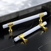 Metal Kulp Mobilya Mutfak Dolabı Çekmece Dolap Kulpları Kapak Kulpu Kulbu Beyaz Altın 96 mm thumbnail 4