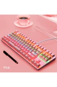 Sarftech Leaven K550 Pembe Usb Led Kablolu 87 Tuşlu Mekanik Oyun Klavyesi - Beyaz (kırmızı Switch) - 6