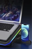 Sarftech CF-04 5 Kademeli Ayarlanabilir Telefon Tutacaklı Dizüstü Bilgisayar RGB Soğutma Fanı Siyah - 2