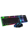 Sarftech Kablolu USB Türkçe Q Multi Fonksiyonlu 104 Tuş Reinbow Aydınlatmalı Gaming Oyuncu Klavye Mouse Set - 1