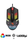 Sarftech USB Kablolu Argonomik Tasarım 1.600Dpi  RGB Aydınlatmalı Gaming Oyuncu Mouse - 1
