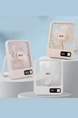 Sarftech Ayarlanabilir Ayaklı Süper Sessiz Zarif Ergonomik Tasarım Göstergeli Bataryalı Sarjlı Masaüstü Fan - 4