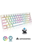 Sarftech T60 Beyaz RGB Klavye Yazılım Uygulamalı Kablolu Gaming Oyuncu Klavyesi T60 - 1