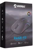 Everest Rage-x3 Usb Siyah 7 Tuşlu Ledli 6400 Dpi Gaming Oyuncu Mouse - 5