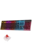 Sarftech Siyah K50 Full RGB Kırmızı Red Switch Q Gaming Tam Mekanik Kablolu Oyuncu Klavyesi - 1