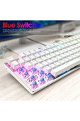 Sarftech Leaven K660 Daktilo Tarzı Beyaz Tam Mekanik Gaming Kablolu Oyuncu Klavyesi - Blue Mavi Switch - 1