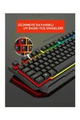 Sarftech Siyah Usb Gökkuşağı Zemin Aydınlatmalı Q Klavye + Mouse Set BKB9 - 3