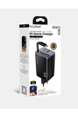 Fulltech 67W HIZLI ŞARJ PREMİUM KALİTE DAHİLİ  TYPE-C + USB-A ÇIKIŞ, MAKARA SİSTEMLİ DAHİLİ TYPE-C KABLOLU - 1