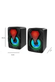 Sarftech Bilgisayar Hoparlörü RGB Led Işıklı Gaming Oyuncu Hoparlörü 3.5mm Jack Usb Speaker 1+1 Ses Sistemi - 3