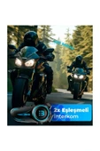 Sarftech 2X Bağlantılı Telsizli Bluetooth 5.3 Motosiklet Kask Kulaklık Intercom Işıklı Motorsiklet Interkom - 5