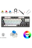 Sarftech Leaven K550 RGB Beyaz/Siyah K550 Mavi Blue Switch Mekanik Gaming Oyuncu Klavyesi - 1