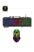 Sarftech Siyah Usb Gökkuşağı Zemin Aydınlatmalı Q Klavye + Mouse Set BKB9 - 1