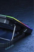 Sarftech CF-04 5 Kademeli Ayarlanabilir Telefon Tutacaklı Dizüstü Bilgisayar RGB Soğutma Fanı Siyah - 4