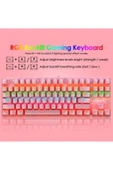 Sarftech Leaven K550 Pembe Usb Led Kablolu 87 Tuşlu Mekanik Oyun Klavyesi - Beyaz (kırmızı Switch) - 3