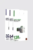 Sarftech USB Type-C Type-A 3 Fonsiyonlu Flash Bellek Metal Gövde Yüksek Hız 3.0 Usb Bellek Data Traveler 32GB - 1