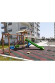 Antalya Kent ekipmanları Ahşap İki Kaydıraklı İki Salıncaklı Kuleli Çocuk Oyun Parkı Seti - 3
