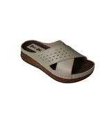 YAZKIŞ Kadın Siyah Krem Çapraz Bantlı Kalın taban Comfort Taban terlik thumbnail 4