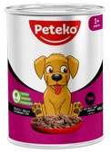 PETEKO 12 ADET JÖLELİ YETİŞKİN KÖPEK YAŞ MAMASI BİFTEKLİ 400 GRAM - 1