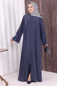 Fermuarlı Kapüşonlu Ferace 70016 Lacivert thumbnail 1