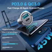 Joyroom C-A35 45W Hızlı Araç Şarjı USB-C PD 3.0 Quick Charge 3.0 - 4