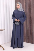Fermuarlı Kapüşonlu Ferace 70016 Lacivert thumbnail 2