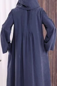 Fermuarlı Kapüşonlu Ferace 70016 Lacivert thumbnail 9