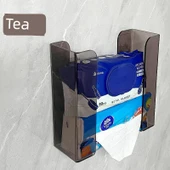 Akrilik Duvara Monte Peçete ve Islak Mendil Dispenseri - Çay Rengi Bölmeli - 5