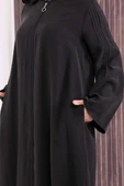 Fermuarlı Kapüşonlu Ferace 70016 Siyah thumbnail 6