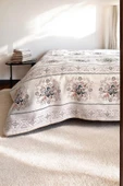 Alla Turca Çift Kişilik Kanaviçe Desenli Pike – Gri | 200x240 cm | %100 Pamuk - 1