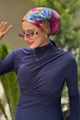Büzgü Detaylı Sandy Elbise 3970 Lacivert - 4