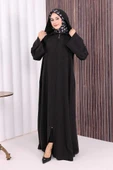 Fermuarlı Kapüşonlu Ferace 70016 Siyah thumbnail 2