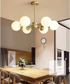 Subox Altın 6'li Sarkıt Avize Tavan Sarkıt Avize ve Camlı Avize - 4