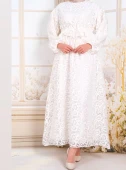 25Y61551 ELBİSE BELLİ TÜNELLİ ASTARLI YAKMA DESEN - 1