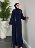 25Y4337 ELBİSE ABİYE ŞİFON İKİ PARÇA TAŞ DETAYLI - 3