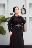 25Y4443BB ELBİSE ABİYE OMUZ VE BEL TAŞ İŞLEMELİ ARKASI ŞİFON - 7