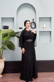 25Y4443BB ELBİSE ABİYE OMUZ VE BEL TAŞ İŞLEMELİ ARKASI ŞİFON - 1