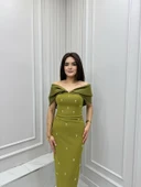 25Y4041 HENNİN ELBİSE AÇIK ABİYE STRAPLEZ KALEM İNCİ DETAYLI - 3