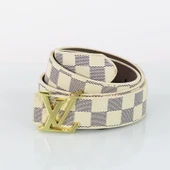 Özel Koleksiyon - Deri Erkek Kemer - Damalı Krem - 1