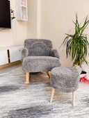 Berjer, Sallanan Ahşap Ayaklı gri Rengi Berjer Koltuk, sallanan Sandalye - Puf Hediyeli - 1