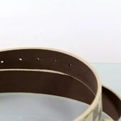 Özel Koleksiyon - Deri Erkek Kemer - Damalı Krem - 3