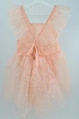Kız Çocuk Pudra Yıldız Pul Desenli Tüllü Elbise thumbnail 1