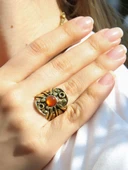 Doğal Taş Akik Minimal Doğal Taşlı Kadın Antik Ayarlanabilir Yüzük euy57a thumbnail 2