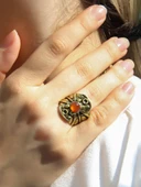 Doğal Taş Akik Minimal Doğal Taşlı Kadın Antik Ayarlanabilir Yüzük euy57a thumbnail 1