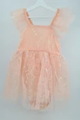Kız Çocuk Pudra Yıldız Pul Desenli Tüllü Elbise thumbnail 2