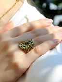 Doğal Taş Labradorit Minimal Doğal Taşlı Kadın Antik Ayarlanabilir Yüzük euy57lbt thumbnail 1