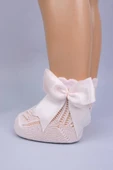 3'lü Kız Bebek Kurdele Fiyonk Detaylı Pembe Ekru Beyaz Soket Çorap thumbnail 1